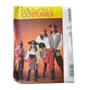 McCalls M4952 Costume Sewing Pattern Adult Sizes Small-XL Pirate Outfit UNCUT